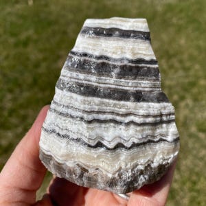 Phantom Calcite Stone - Zebra Calcite Stone - Raw Zebra Calcite Crystal - Rough Calcite Chunk - Black & White Calcite Raw - Zebra Stone