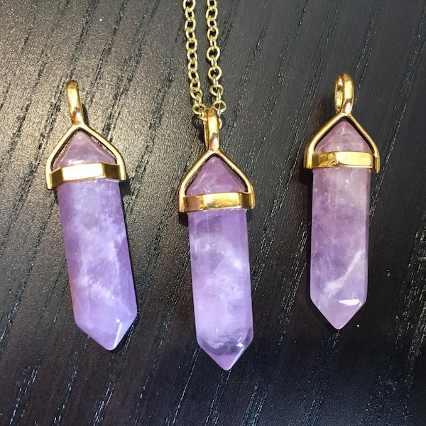 Amethyst Polished Point Pendant - Amethyst Necklace - Healing Crystal Necklace - Purple Crystal Point Pendant - Amethyst Crystal Pendant
