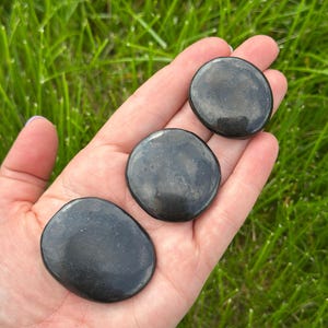Shungite Worry Stone (1.25" - 2") Polished Shungite Crystal - Genuine Shungite Crystal Worry Stone - Shungite Palm Stone - EMF Protection image 7
