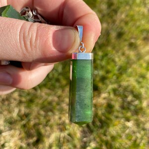 Nephrite Jade Stone Point Pendant - Sterling Silver Pendant - Polished Nephrite Jade Point - Jade Jewelry - Crystal Necklace image 9
