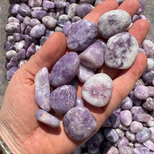 Purple Lepidolite Tumbled Stone - Grade B - Multiple Sizes Available - Tumbled Lepidolite Crystal - Polished Purple Lepidolite Gemstone