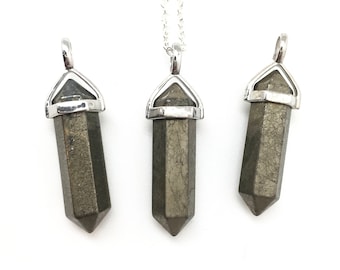 Pyrite Necklace - Pyrite Pendant - Polished Point Pendant - Healing Crystal Necklace - Polished Pyrite Point - Pyrite Point Necklace