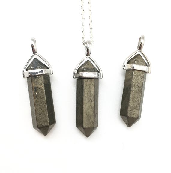 Pyrite Necklace Pyrite Pendant Polished Point Pendant Healing