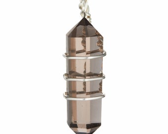 Smoky Quartz Pendant - Sterling Silver Wire Wrapped Pendant - Polished Smoky Quartz Necklace - Smoky Quartz Crystal - Handmade Jewelry - 66