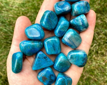 Chrysocolla Tumbled Stone - Grade A - Multiple Sizes Available - Tumbled Natural Chrysocolla Crystal - Polished Blue Chrysocolla Gemstone