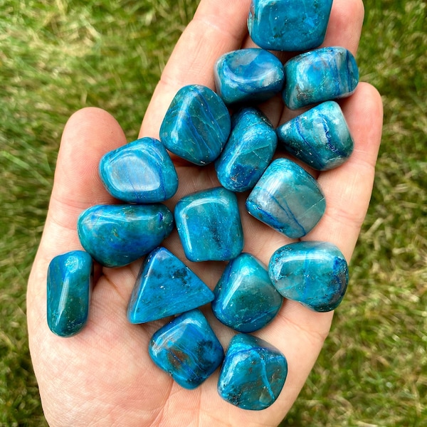 Chrysocolla Tumbled Stone - Grade A - Multiple Sizes Available - Tumbled Natural Chrysocolla Crystal - Polished Blue Chrysocolla Gemstone