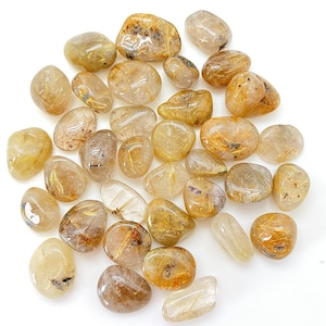 Golden Rutilated Quartz Tumbled Crystal Grade AA Multiple Sizes Available Tumbled Rutilated Quartz Stone Polished Rutilated Quartz image 1