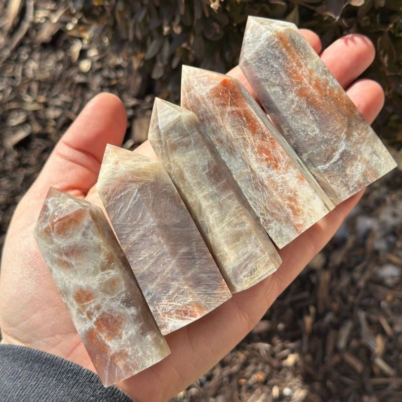 Yin Yang Moonstone Point - Rare Crystal! - Yin Yang Moonstone Crystal Tower - Polished Moonstone Point - Flashy Moonstone Crystal Point image 9