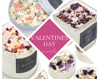 Valentine's Day Candles - Love & Romance Candle - Crystal Tealight Candles - Valentines Candles for Her - Valentines Candle Gift - Handmade!