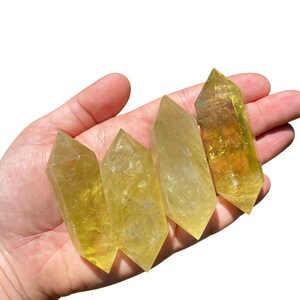 Lemon Quartz Double Point - Double Terminated Yellow Quartz Crystal - Polished Double Point Quartz - Double Terminated Lemon Quartz Point