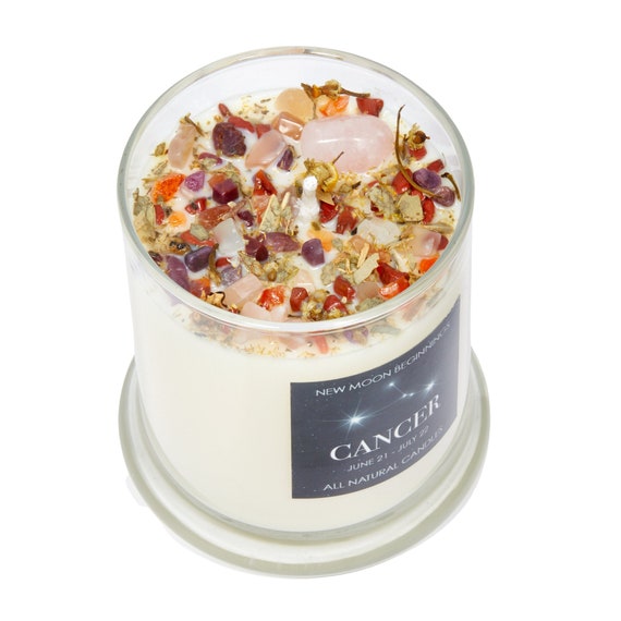 Cancer Candles Zodiac Candle Cancer Ritual Candle Crystal Etsy