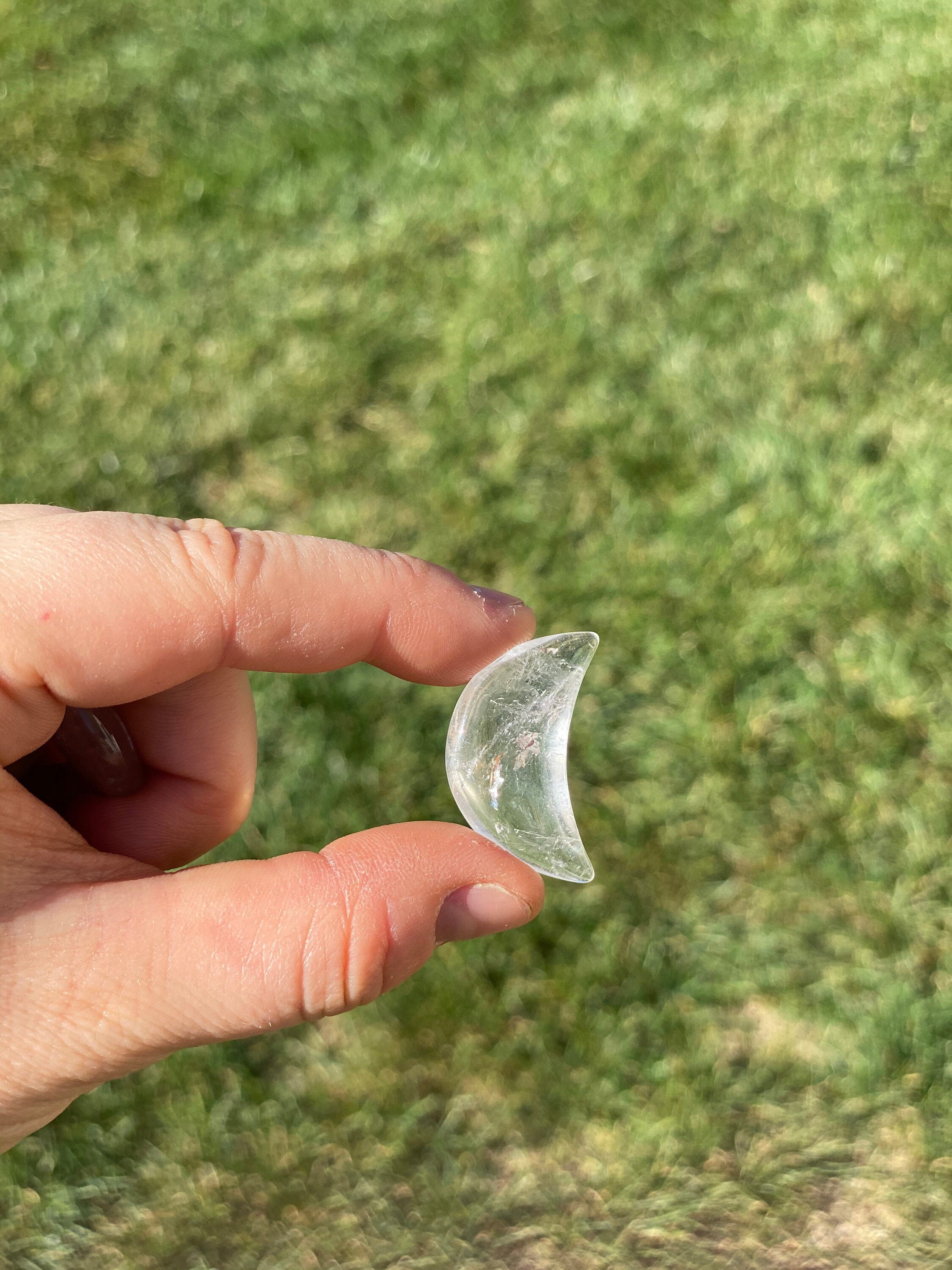 クリアクォーツ ムーン クリアクォーツ三日月（約1インチ）クリアクォーツムーン彫刻 - クリア