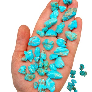 Rough Blue Turquoise Stone (0.2&quot; - 1.3&quot;) - Grade A - Blue Turquoise Kingman Arizona - Blue Turquoise Crystal - Natural Turquoise Stone