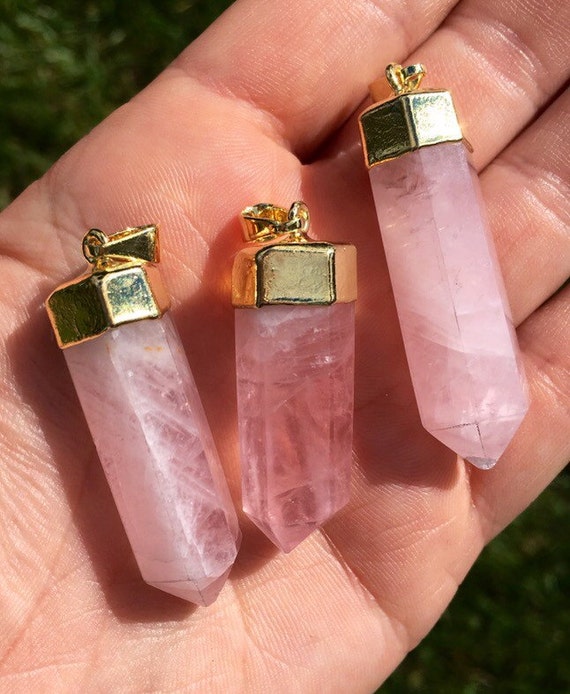 Rose Quartz Necklace Rose Quartz Point Pendant Quartz Point