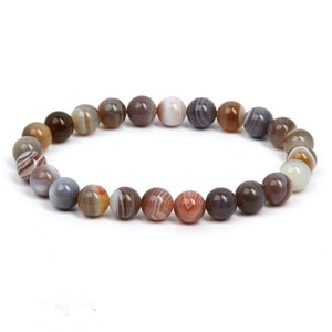 Botswana Agate Bracelet - 8mm Elastic Bracelet - Crystal Bracelet - Botswana Agate Jewelry - Genuine Botswana Agate Gemstone