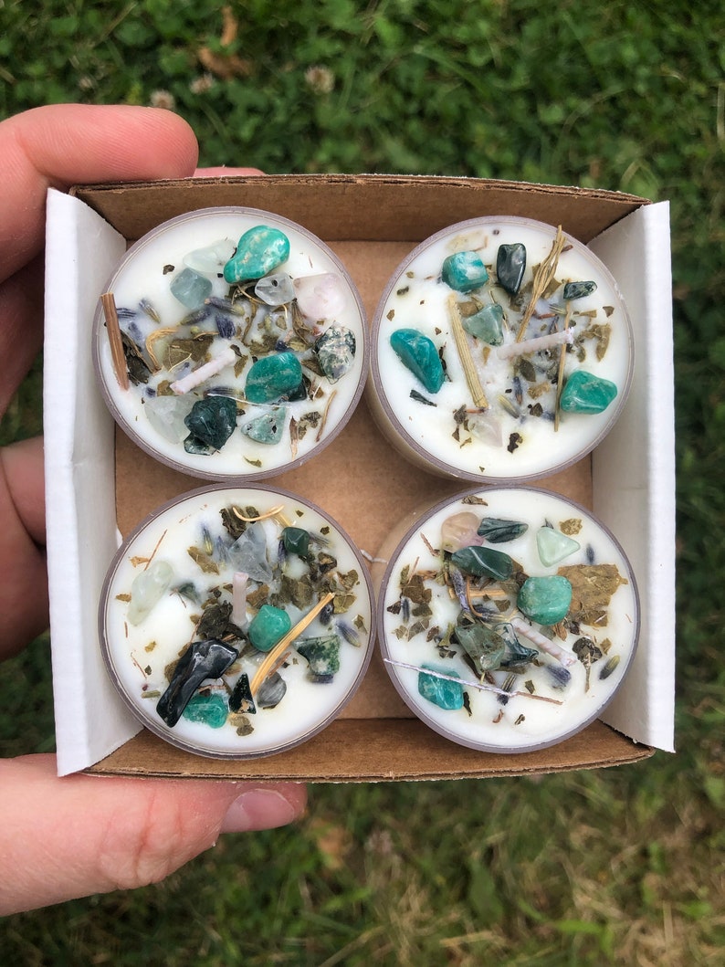 Zen Candles Relaxation Candles Crystal & Herb Candles Etsy