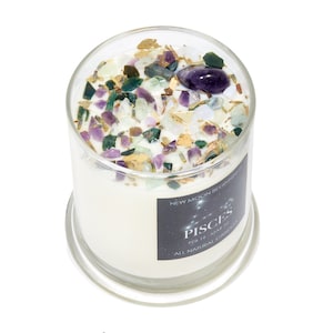 Pisces Candles - Zodiac Candle - Pisces Crystal Candle - Soy - Pisces Gift - Unique Pisces Birthday Gift (Feb. 19 to Ma. 20) - Birthday