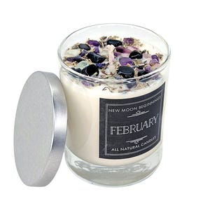 February Candle - Handmade Birthstone & Birth Month Candle - February Anniversary or Wedding Gift - February Birthday Gift - 100% Soy Candle 7.75 oz Glass Jar