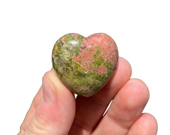 Unakite Heart (~1.25") - Unakite Stone Heart - Unakite Tumbled Crystal Heart - Polished Unakite Stone Heart - Heart Shaped Chakra Stone