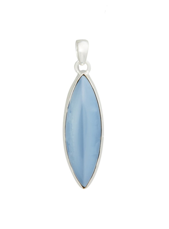 Owyhee Blue Opal Pendant Sterling Silver - Owyhee Blue Opal jewelry - Owyhee Blue Opal Necklace - Crystals and Stones 776
