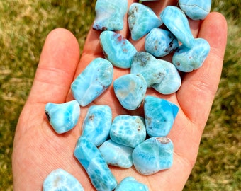 Larimar Grade A Tumbled Stone - Tumbled Larimar Crystal - Multiple Sizes Available - Dominican Republic - Larimar Gemstone - Blue Crystal