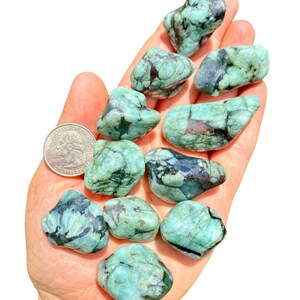 Emerald Tumbled Stone Grade AB Multiple Sizes Available Tumbled Emerald Crystal Natural Genuine Emerald Gemstone Untreated Emerald image 5