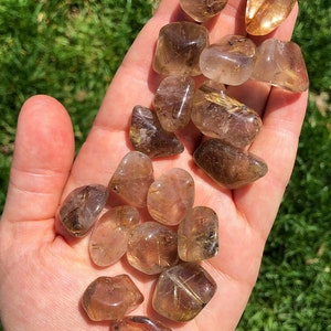 Golden Rutilated Quartz Tumbled Crystal Grade AA Multiple Sizes Available Tumbled Rutilated Quartz Stone Polished Rutilated Quartz image 3