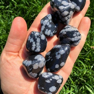 Snowflake Obsidian Tumbled Stone - Multiple Sizes - Tumbled Snowflake Obsidian Crystal - Black Obsidian - Snowflake Obsidian Tumbles