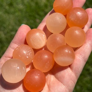 Orange Selenite Tumbled Crystals - Tumbled Peach Selenite Stones - Orange Selenite Stone - Polished Selenite Sphere - Cleansing Crystal