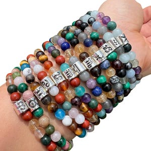 Zodiac Crystal Bracelet - 12 Zodiac Sign Bracelet - Healing Crystal Bracelet with Zodiac Charm  - Astrology Gifts - Zodiac Crystals Jewelry