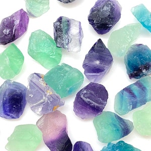 Diez (10) cristales de fluorita - Fluorita arcoíris en bruto - Piedras preciosas de fluorita arcoíris de grado A - Piedras pequeñas de fluorita - Fluorita arcoíris en bruto