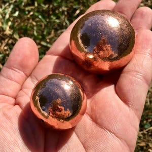 Kupferkugel (2,5 - 4,5 cm) - Poliertes Kupfer - Echtes Natürliches Kupfer - Kupferprobe - Poliertes Kupfernugget - Metall Kugel