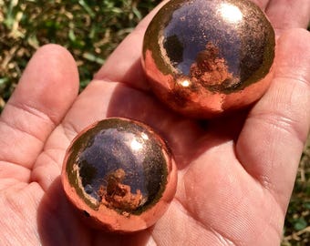 Kupferkugel (2,5 - 4,5 cm) - Poliertes Kupfer - Echtes Natürliches Kupfer - Kupferprobe - Poliertes Kupfernugget - Metall Kugel