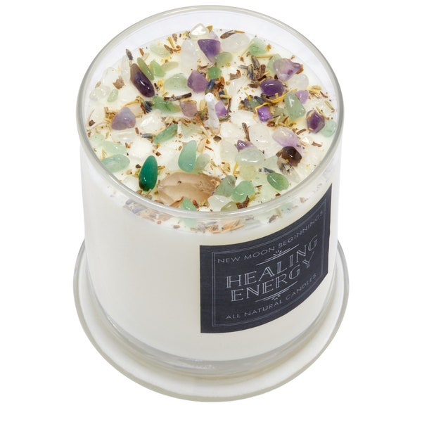 Healing Energy Candle - Negative Energy Cleansing - Soy Aromatherapy Candle - Handmade Crystal Candle for Soothing - Energy Healing Candle