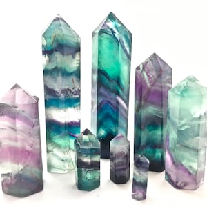 Rainbow Fluorite Crystal Point - Polished Fluorite Tower - Grade A - Rainbow Fluorite Point - Rainbow Fluorite Tower