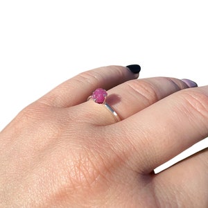 Raw Ruby Ring - Sterling Silver - Sizes 4 to 10 (US) - Dainty Raw Ruby Stone Ring - Red Gemstone Ring - Rough Ruby Crystal Ring image 4