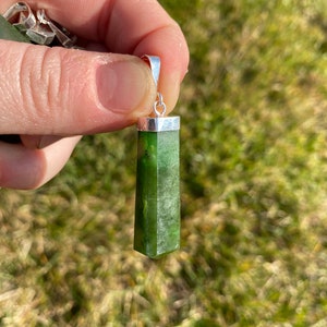 Nephrite Jade Stone Point Pendant - Sterling Silver Pendant - Polished Nephrite Jade Point - Jade Jewelry - Crystal Necklace image 8