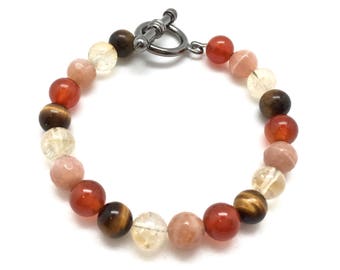 Success & Motivation Bracelet - Energy Boost - sunstone, carnelian, tigers eye, citrine - fire element bracelet -  Crystal Bracelet