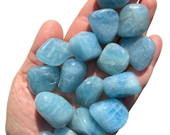 Aquamarine Tumbled Stone - Grade AA - Multiple Sizes Available - Tumbled Aquamarine Crystal - Polished Aquamarine - Blue Healing Gemstone