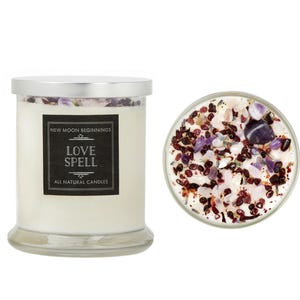 Love Spell Candles - Love Ritual Candle - Soy Crystal Candle for Love - Manifest Love - Garnet, Rose Quartz, Amethyst Candle - Handmade! image 8