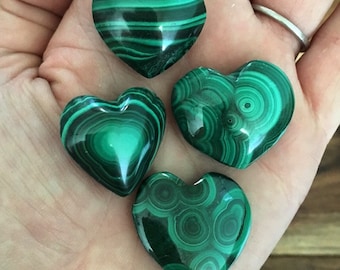Malachite Heart - Malachite Stone - Crystals and Stones - Heart Chakra Stones - Tumbled Malachite - Polished Malachite Heart Stone