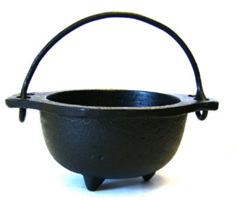 Black Cast Iron Cauldron With Handle 3 Burner Etsy