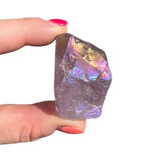 Raw Angel Aura Amethyst Crystal (1&quot; - 2.5&quot;) Rough Angel Aura Amethyst Stone - Rough Aura Amethyst Stone - Raw Aura Amethyst Stone Crystal