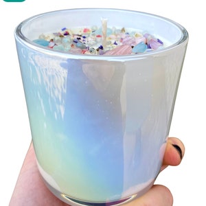 Unicorn Dreams Candle 16oz Aura Jar - Crystal & Herb Candles - soy candle - unicorn candle - angel aura quartz, aquamarine, rose quartz