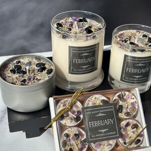 February Candle - Handmade Birthstone & Birth Month Candle - February Anniversary or Wedding Gift - February Birthday Gift - 100% Soy Candle image 2