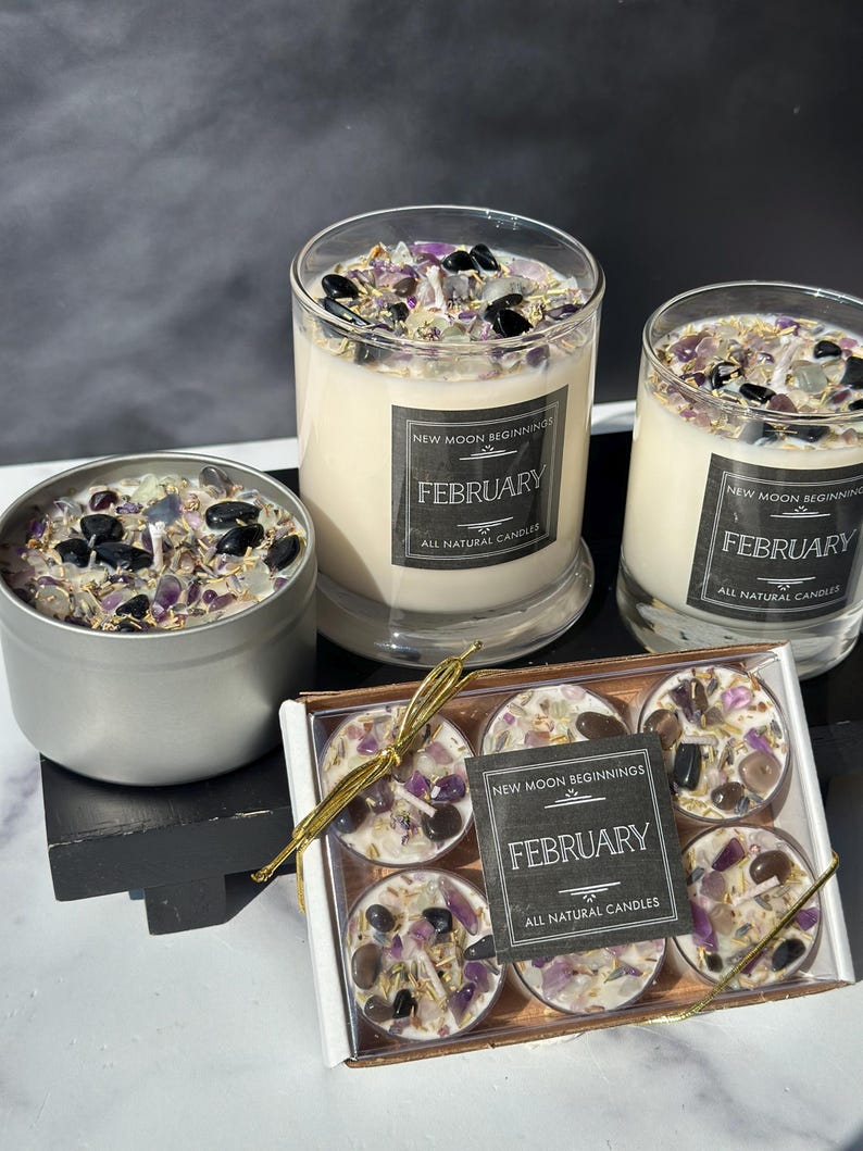 February Candle - Handmade Birthstone & Birth Month Candle - February Anniversary or Wedding Gift - February Birthday Gift - 100% Soy Candle image 2