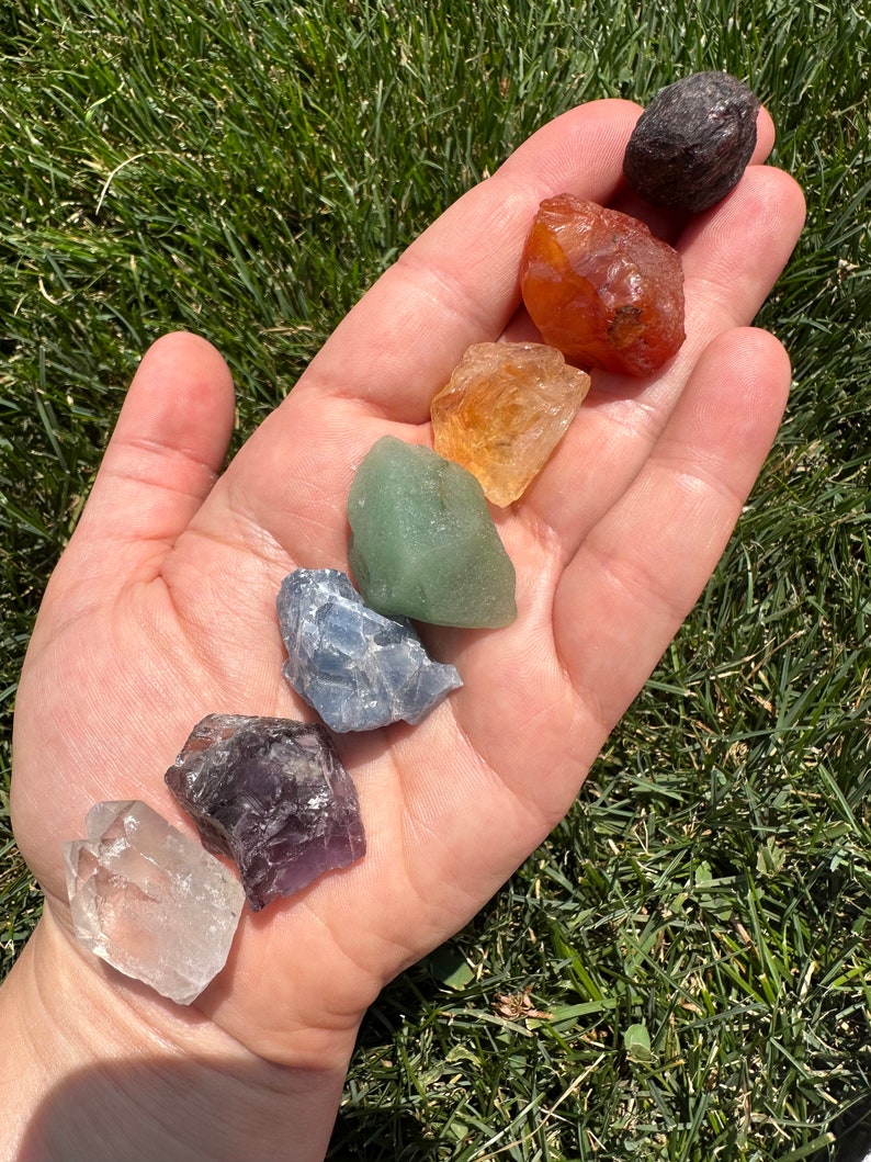 Seven Chakra Crystal Set Raw 7 Chakra Set Chakra Balancing & Cleansing Stones Rough Chakra Gemstones 7 Chakra Healing Crystal Set image 8