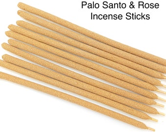 Rose & Palo Santo Incense Sticks (10 Sticks per Pack) - Palo Santo Incense - Rose Incense - Natural Incense - Aromatherapy - Smoke Cleansing