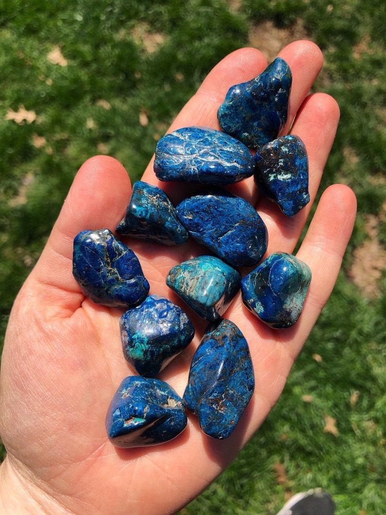 Shattuckite Tumbled Stone Grade A Shattuckite Multiple Sizes Available Shattuckite Tumbled Crystal Polished Blue Gemstone image 3