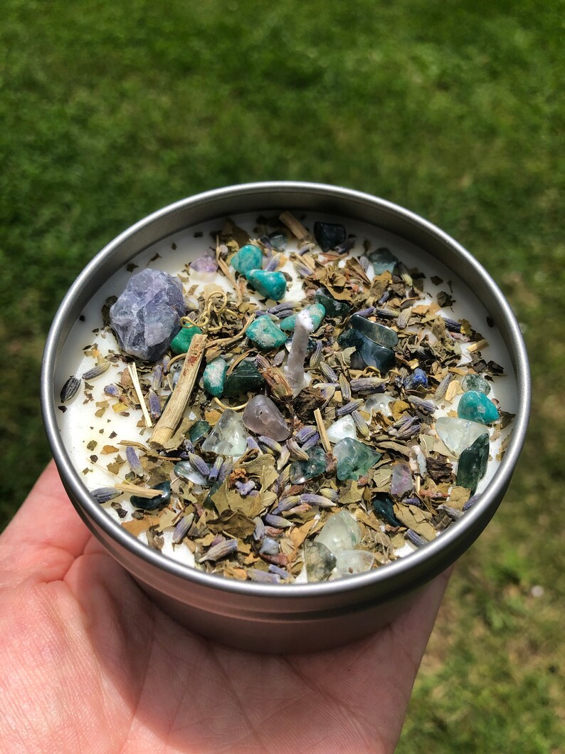 Zen Candles Relaxation Candles Crystal & Herb Candles Etsy